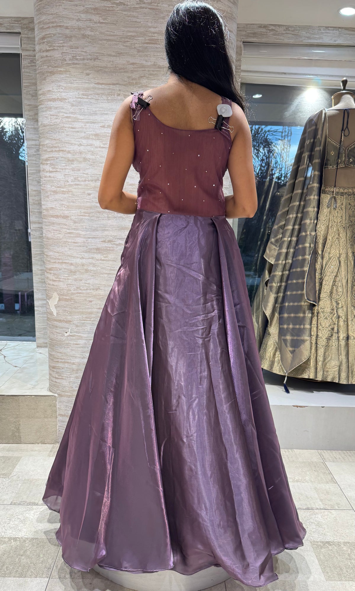 Purple Embroidered shimmer lehenga set