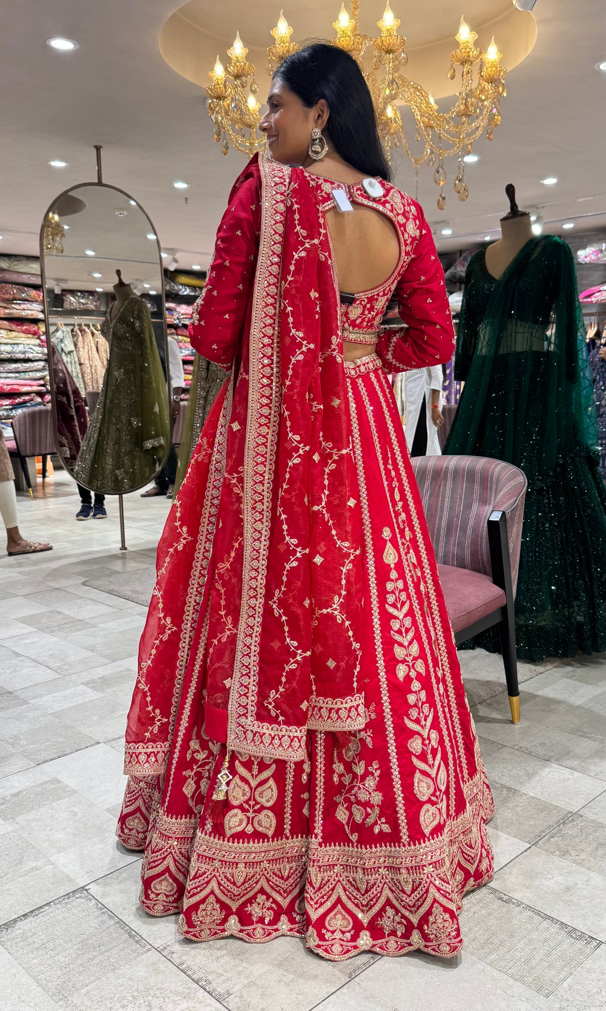 Crimson Red Elegance Embroidered Lehenga Choli