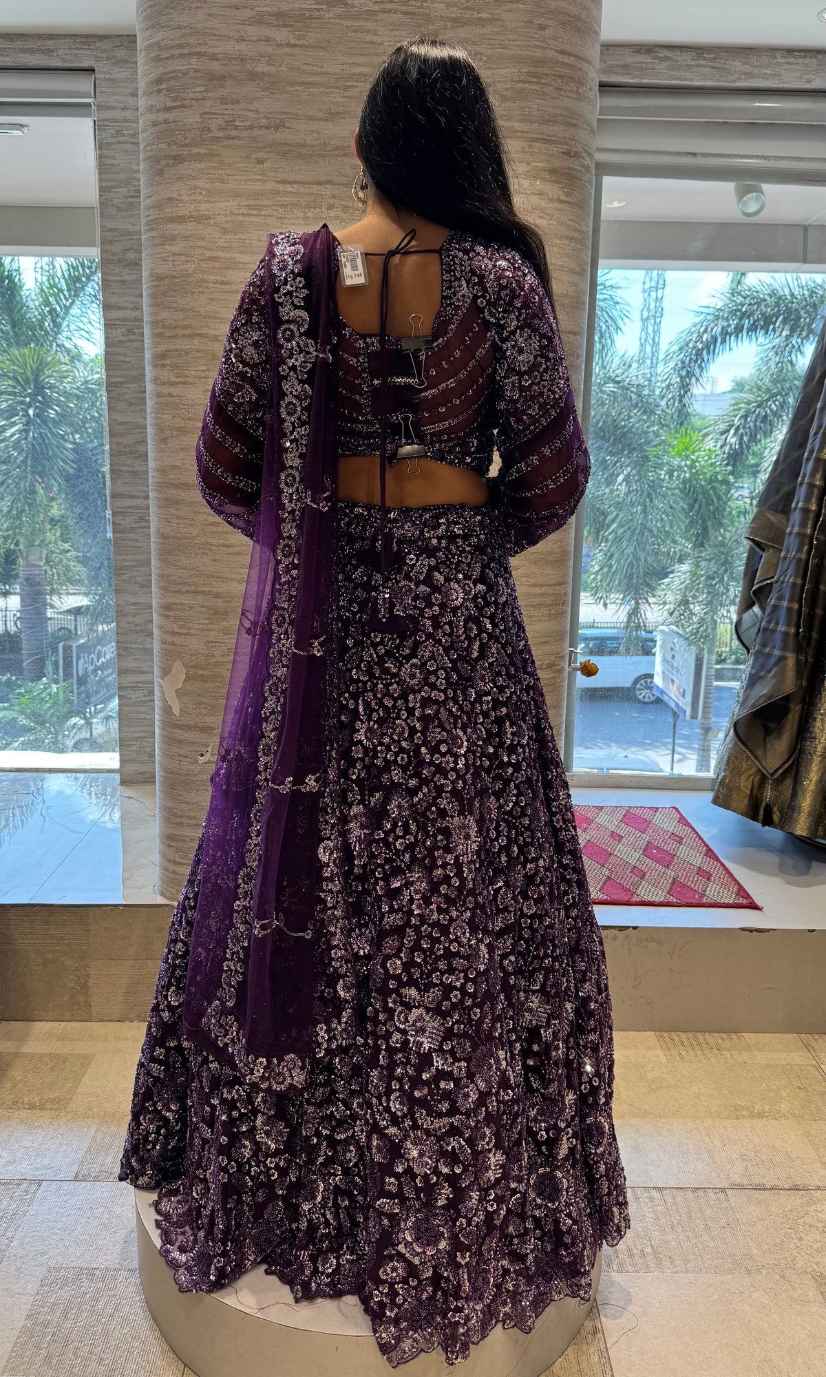 Elegant Purple Floral Embroidered Lehenga Set