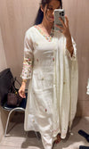 CREAM Floral Neckline Kurta Set