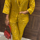 Golden yellow boss suit cord set, Co-ord set , traditional blazer suit, kurta set, palazzo set, long dress,