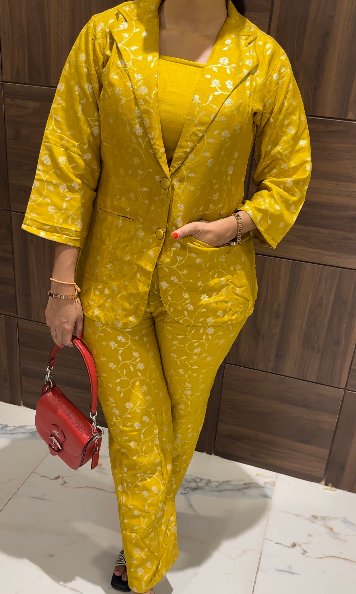 Golden yellow boss suit cord set, Co-ord set , traditional blazer suit, kurta set, palazzo set, long dress,