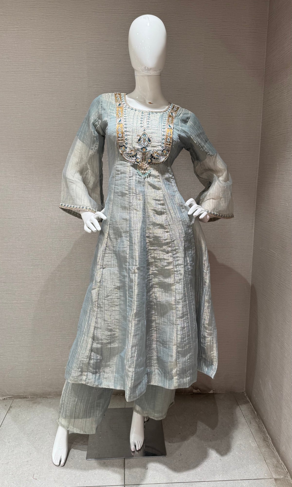 Light Blue Shimmer Kurta Set with Dupatta