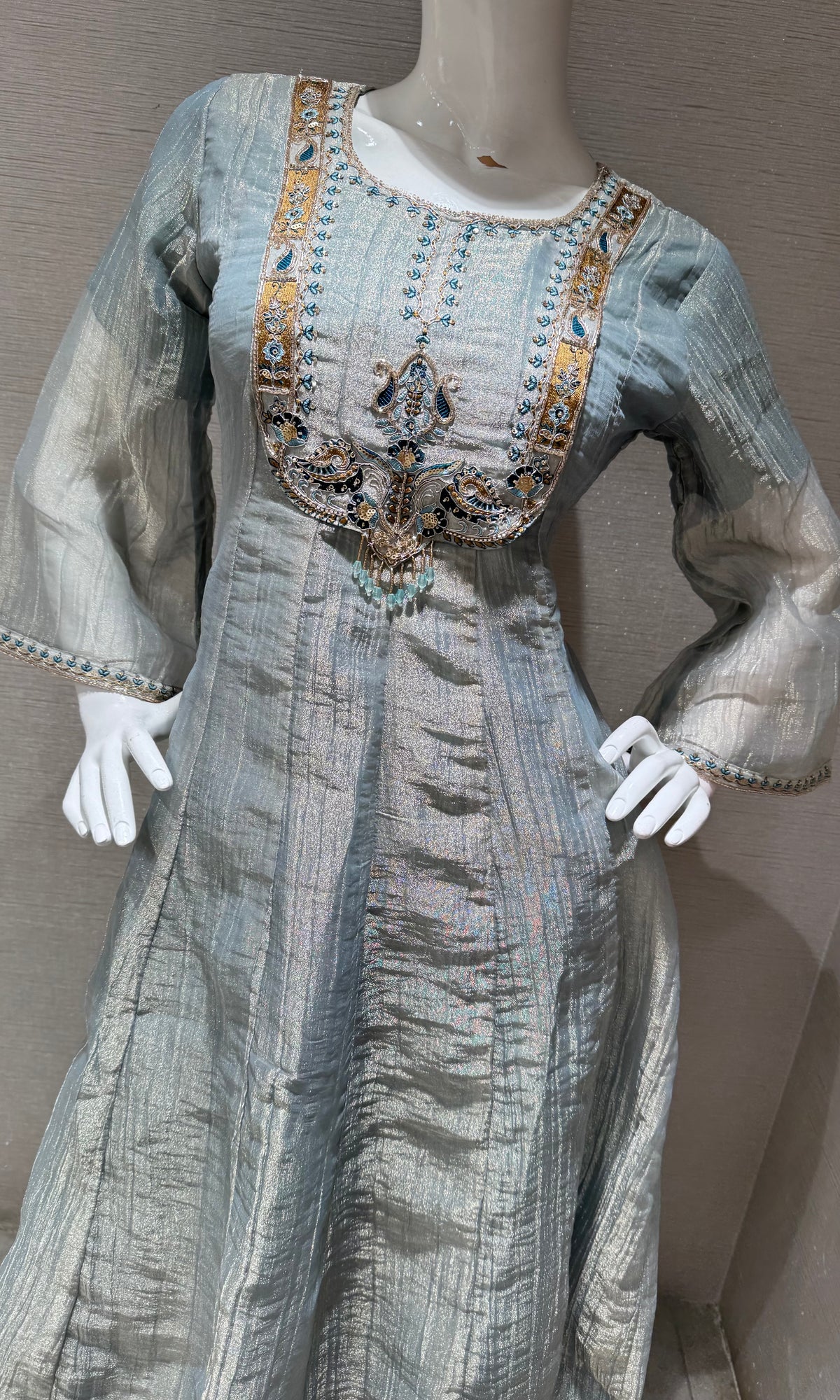 Light Blue Shimmer Kurta Set with Dupatta