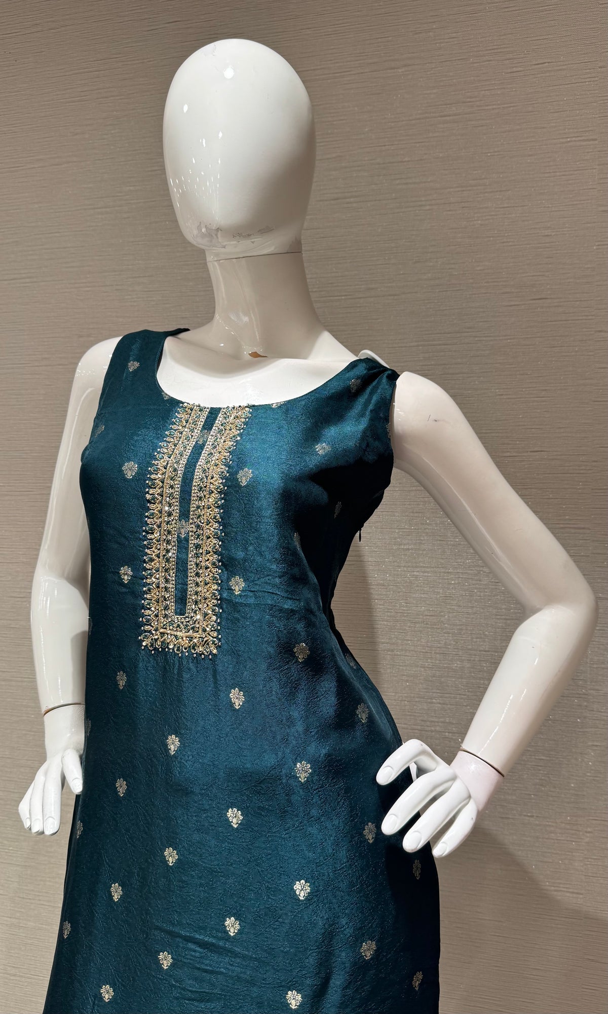 Green Embroidered Silk Kurta Set with Banarasi Dupatta